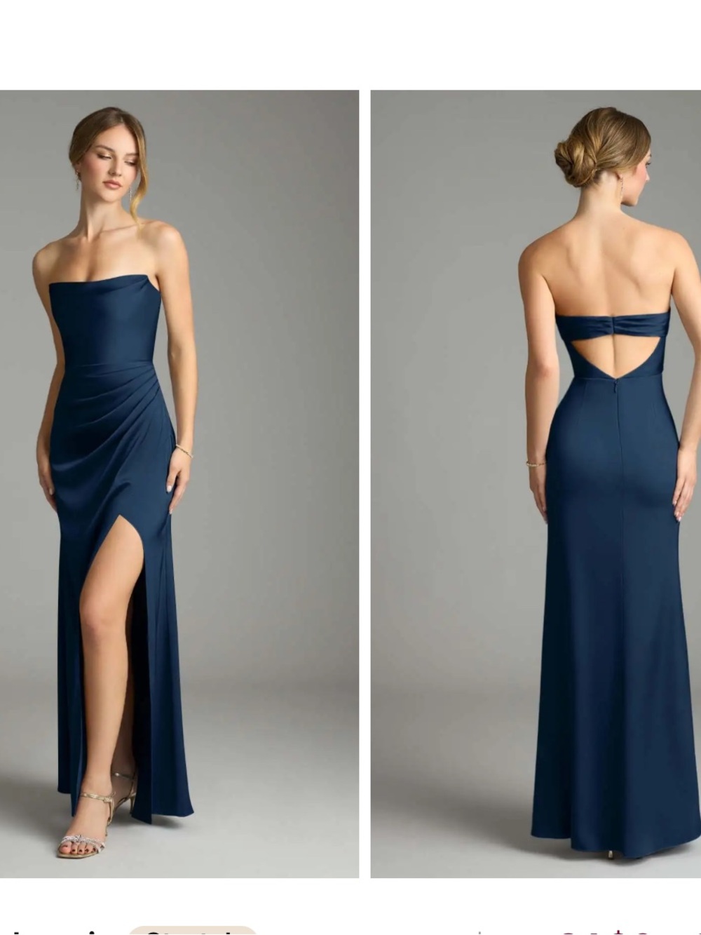 Azazie Leonis Dark Navy Strapless Side-Slit Gown